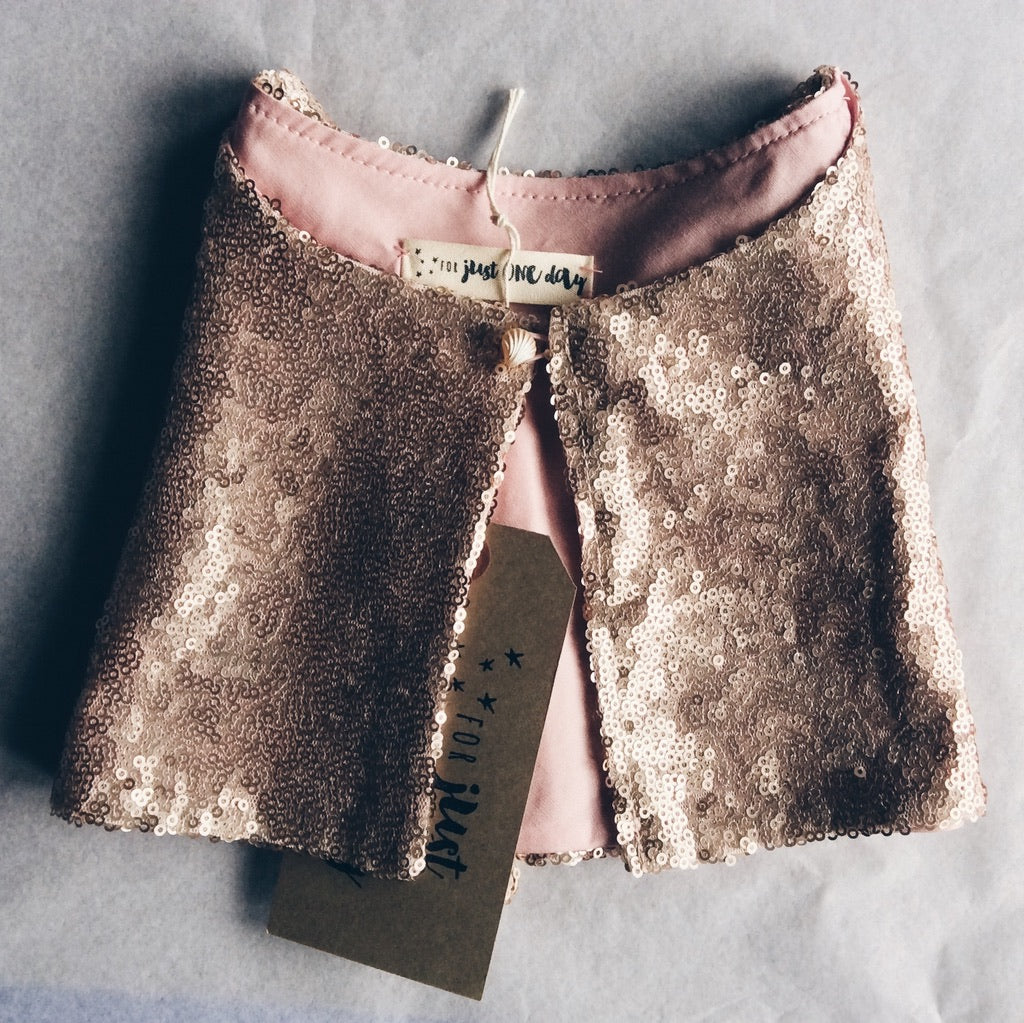 folded pink sequin cape by For Just ONE Day