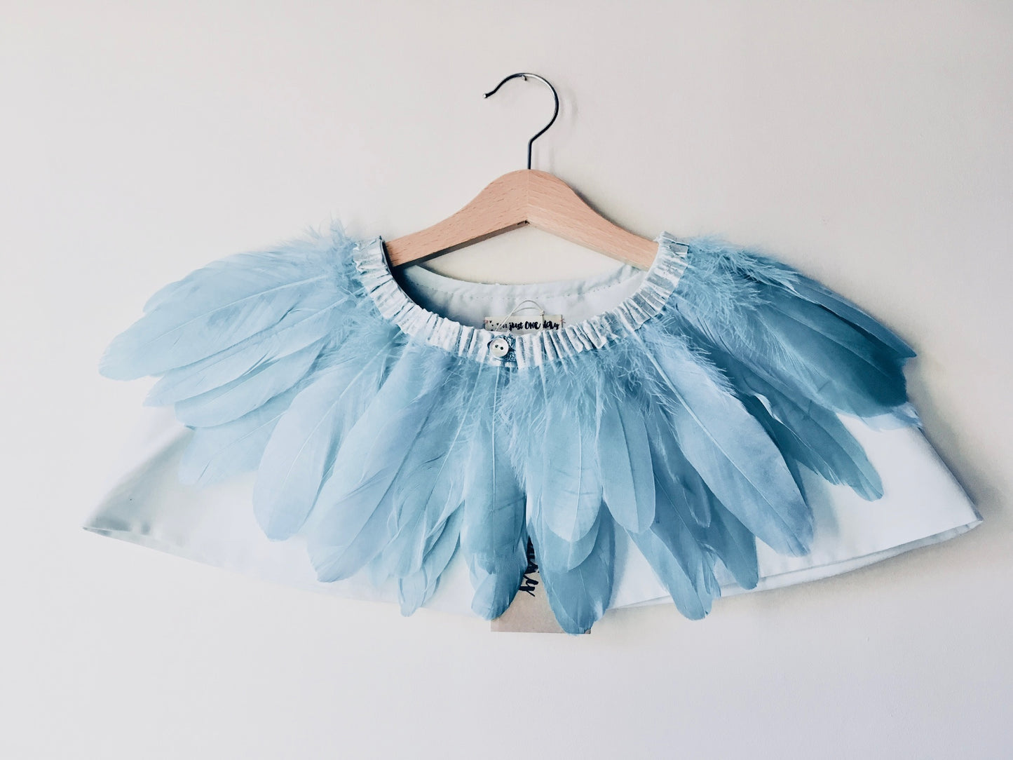 Pastel Blue feather cape by For Just ONE Day