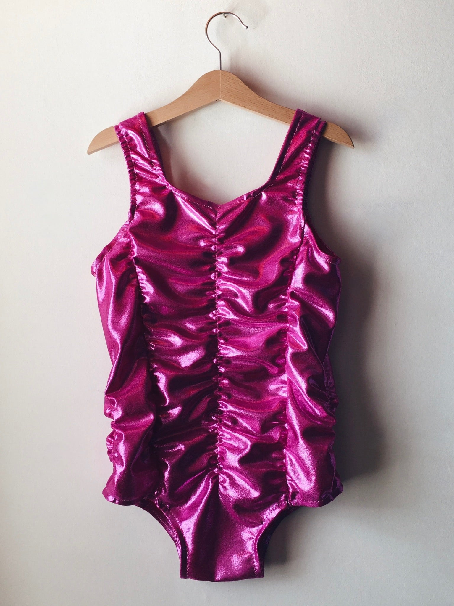 Magenta Pink Vintage Inspired Leotard 'Tallulah' with Ruched Seams