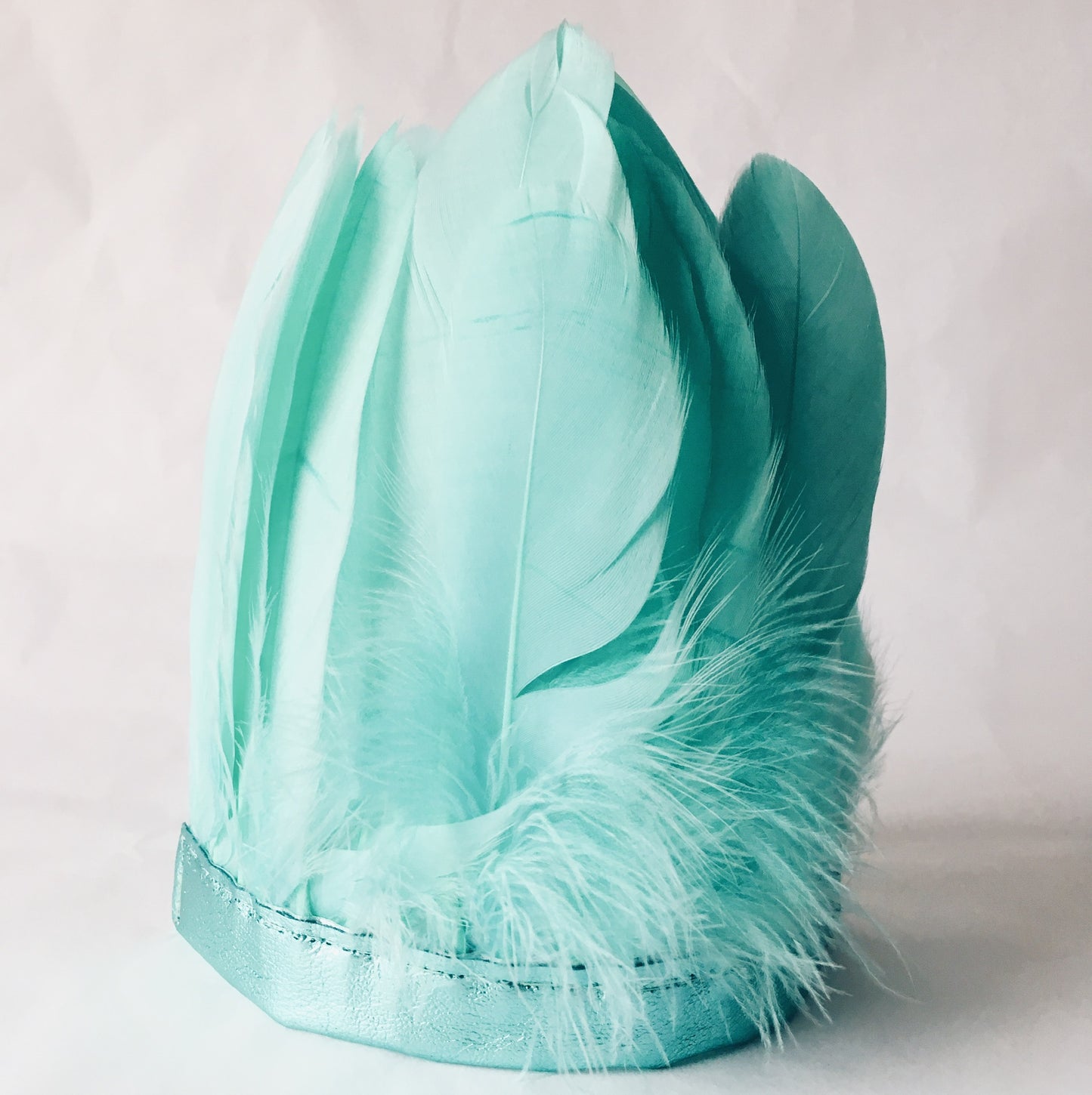 mint green feather and metallic leather headdress by For Just ONE Day