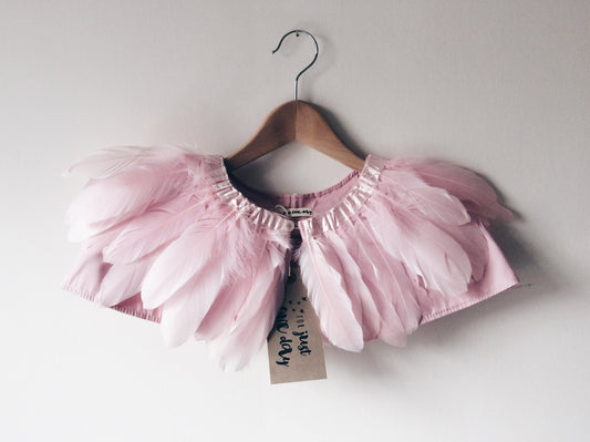Pastel Pink feather cape by For Just ONE Day