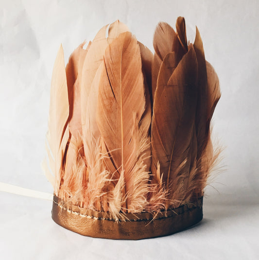 Copper tan feather headdress by For Just ONE Day