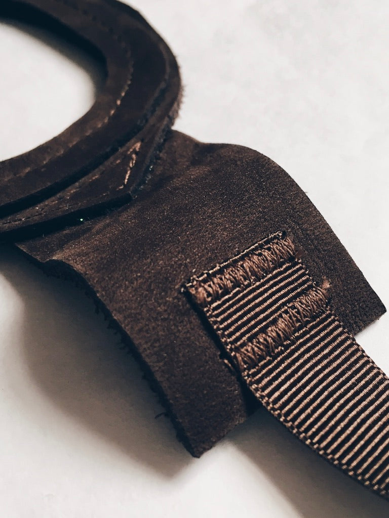 strap detail of leather flying goggles by For Just ONE Day