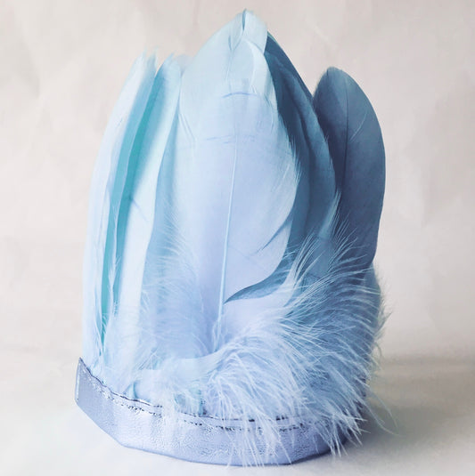 Pastel blue feather and leather headdress by For Just ONE Day