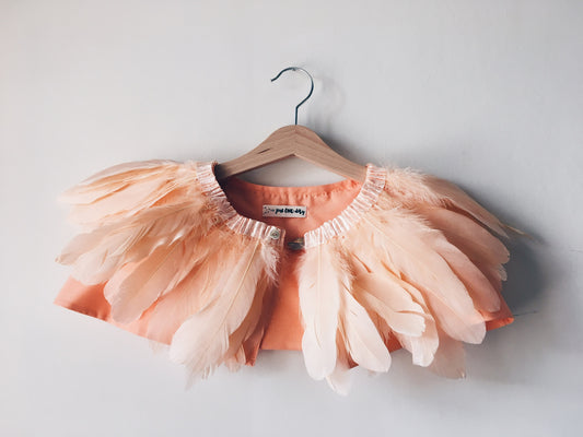 For Just One Day peach feather cape