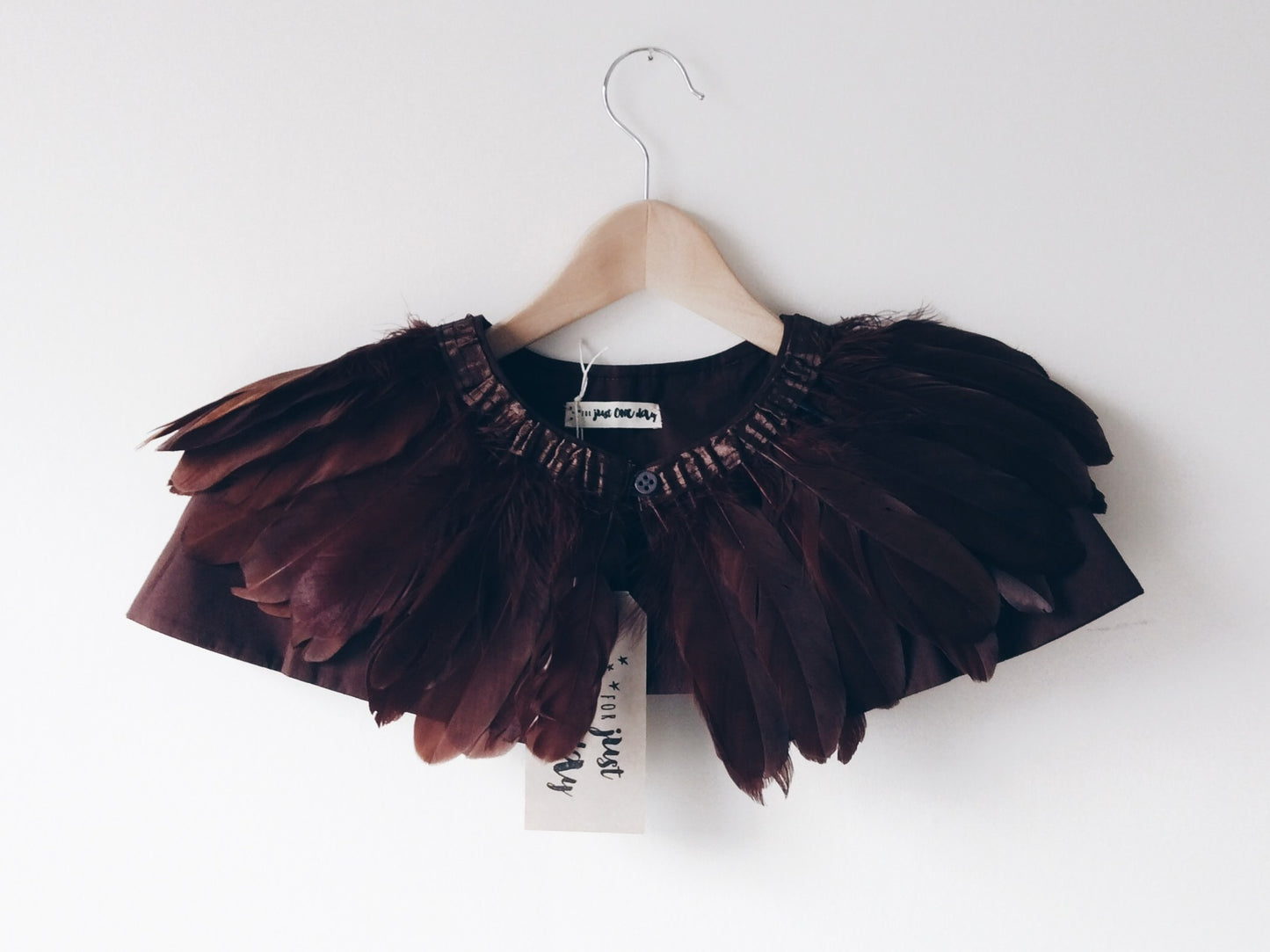 chocolate brown feather cape by For Just ONE Day