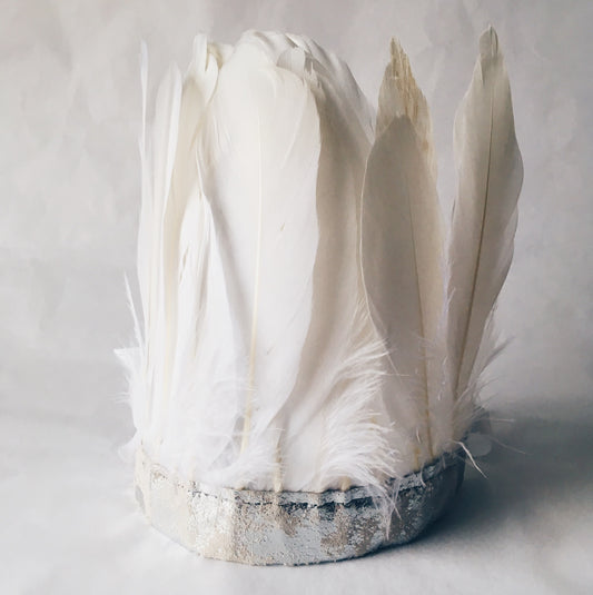 White feather and metallic leather headdress by For Just ONE Day