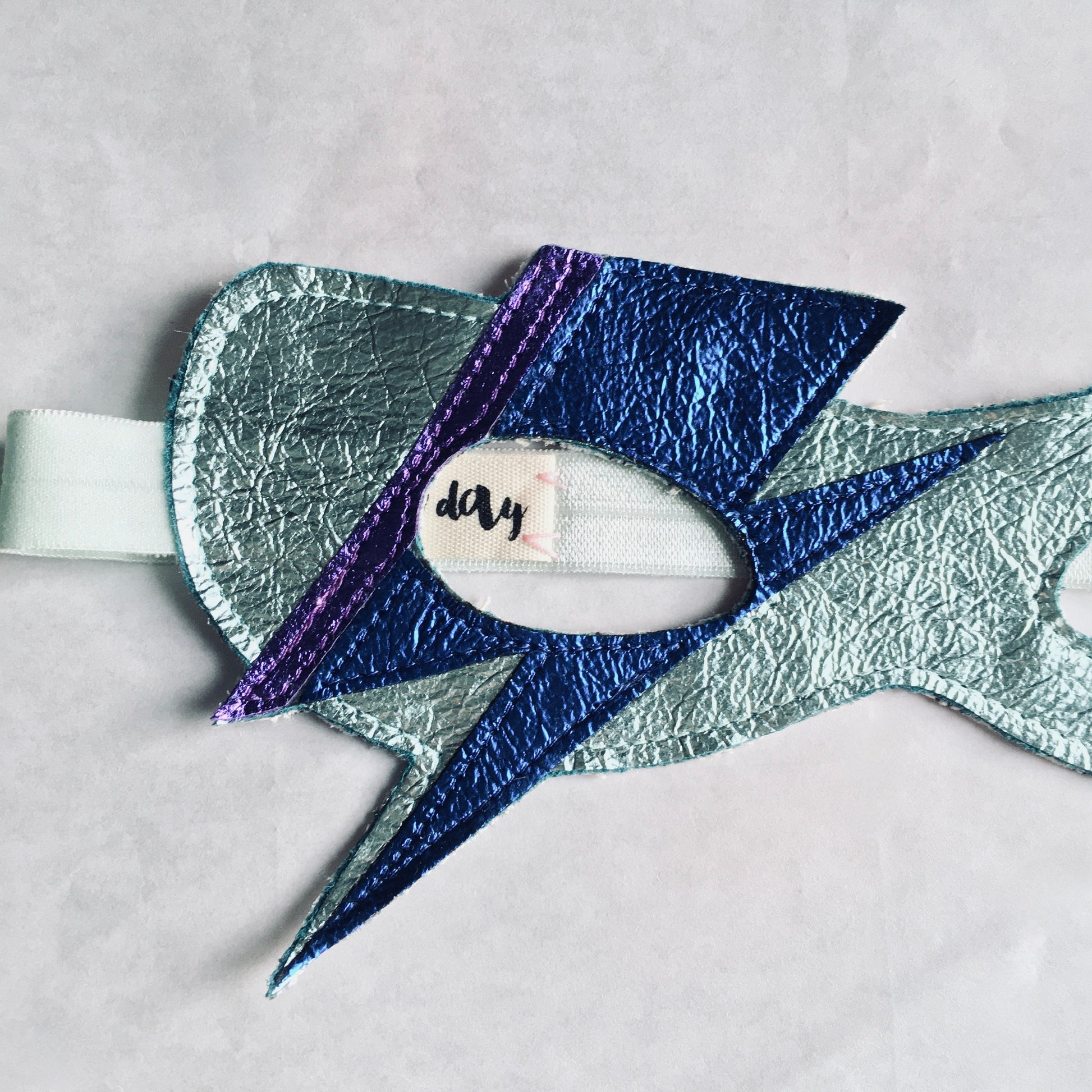 ice, blue, purple - Metallic leather Bowie superhero mask by For Just ONE Day