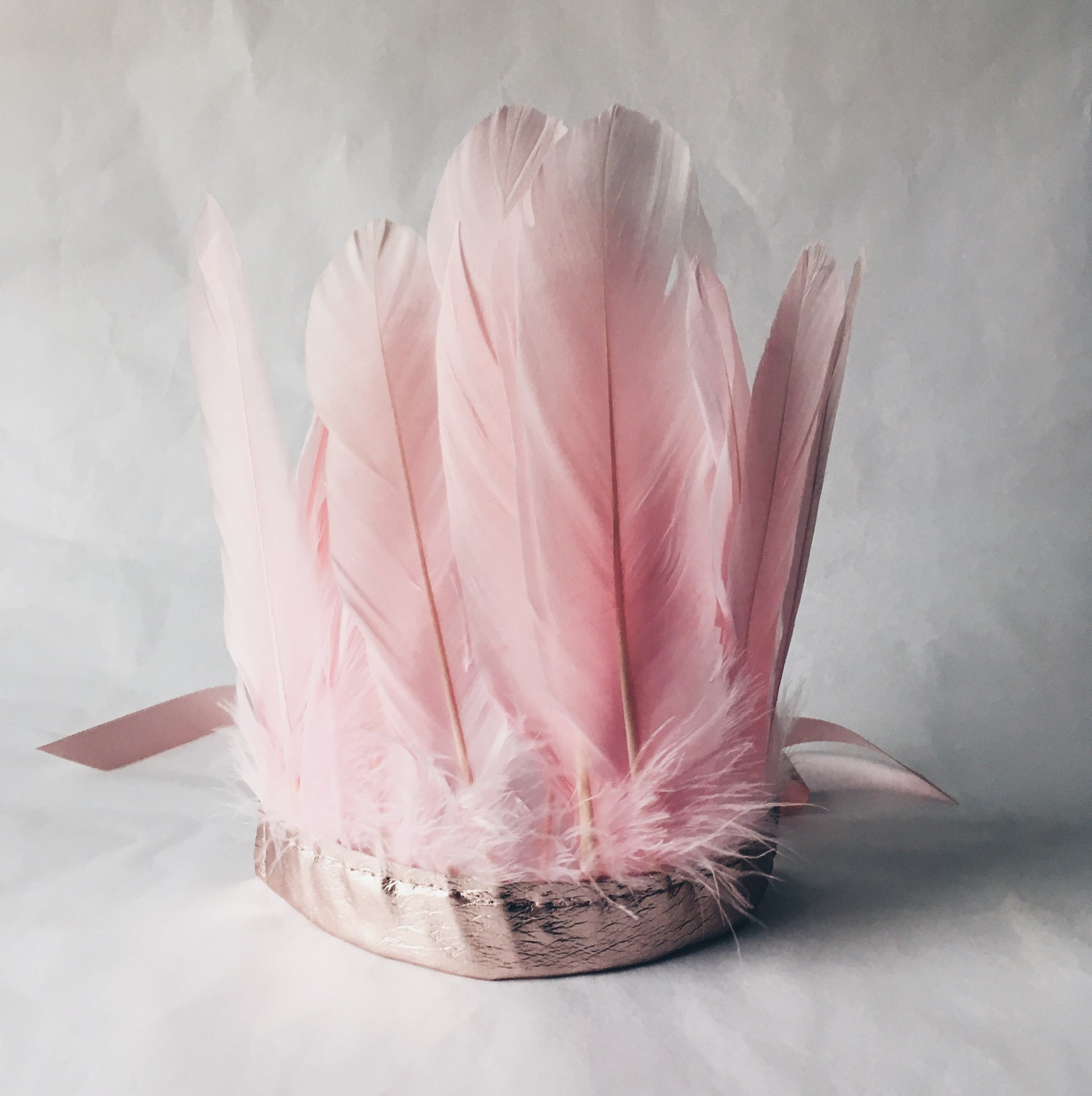 Pink feather and metallic leather headdress by For Just ONE Day