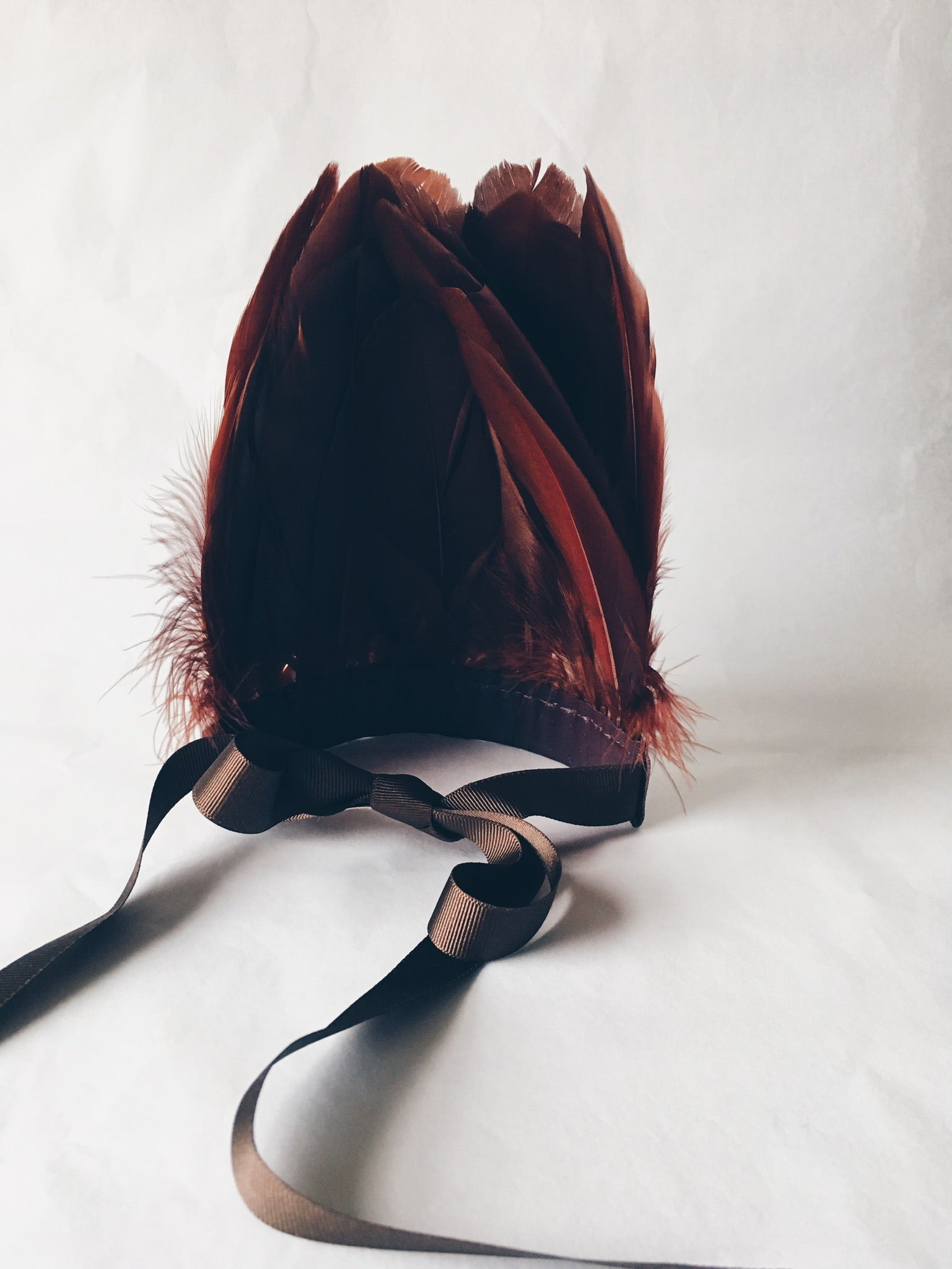 rich chocolate brown feather headdress by For Just ONE Day